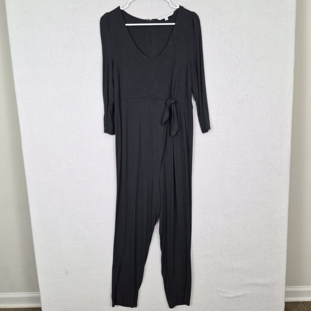 The Nines by HATCH 3/4 Sleeve Tie Waist Maternity Jumpsuit Black Size Medium